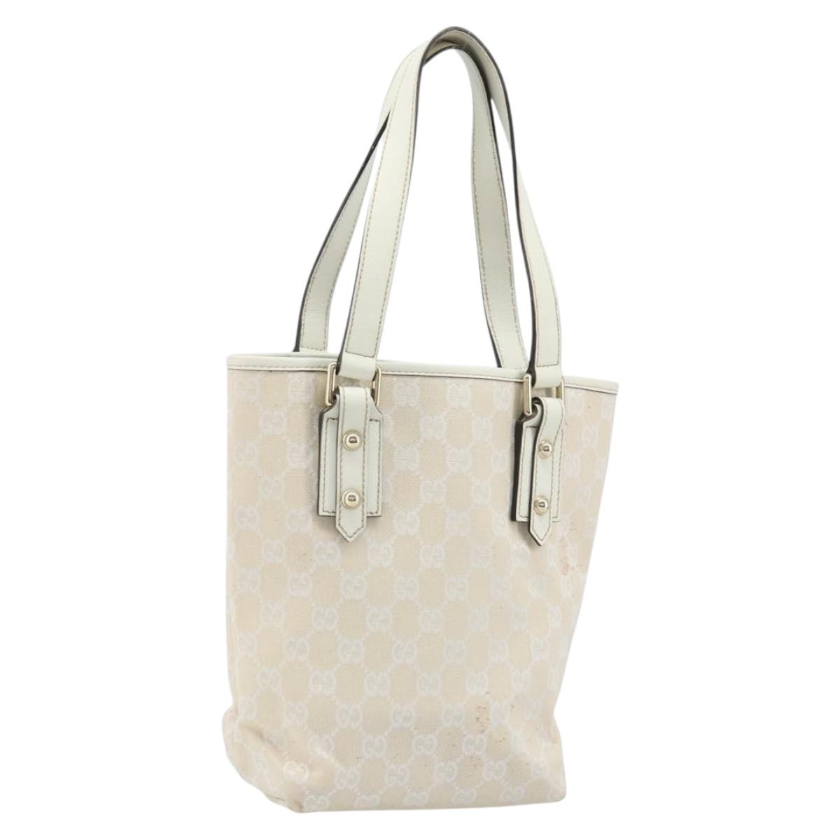 GUCCI GG Canvas Tote Bag Outlet Gold White 257250 Auth am10958