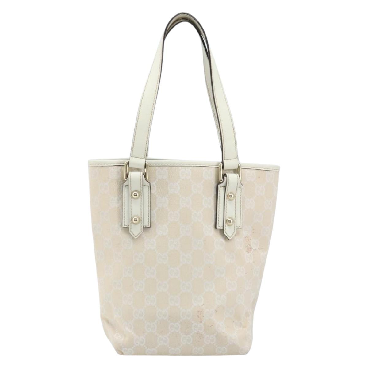 GUCCI GG Canvas Tote Bag Outlet Gold White 257250 Auth am10958