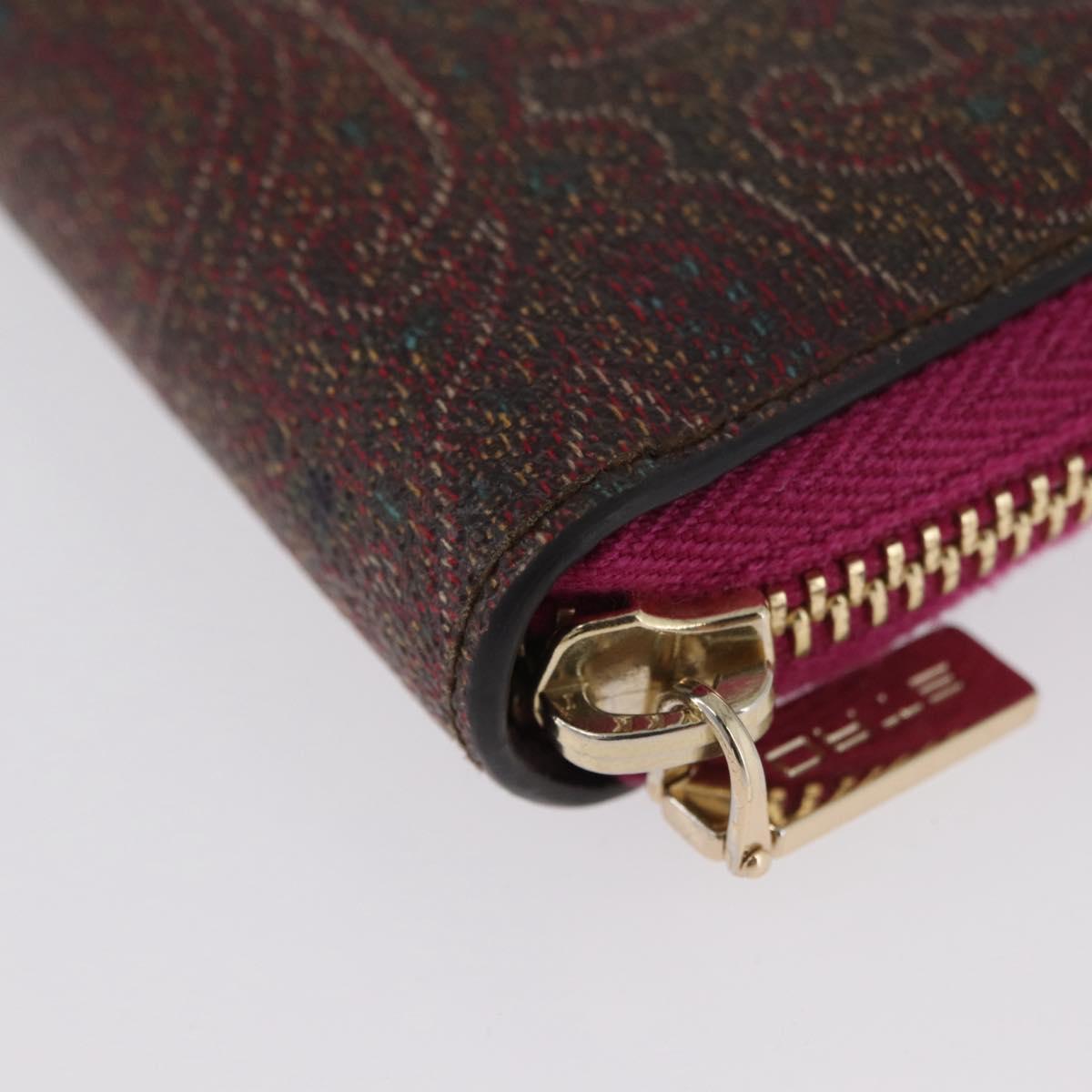 ETRO Paisley Long Wallet PVC Leather Bordeaux Auth am10960V