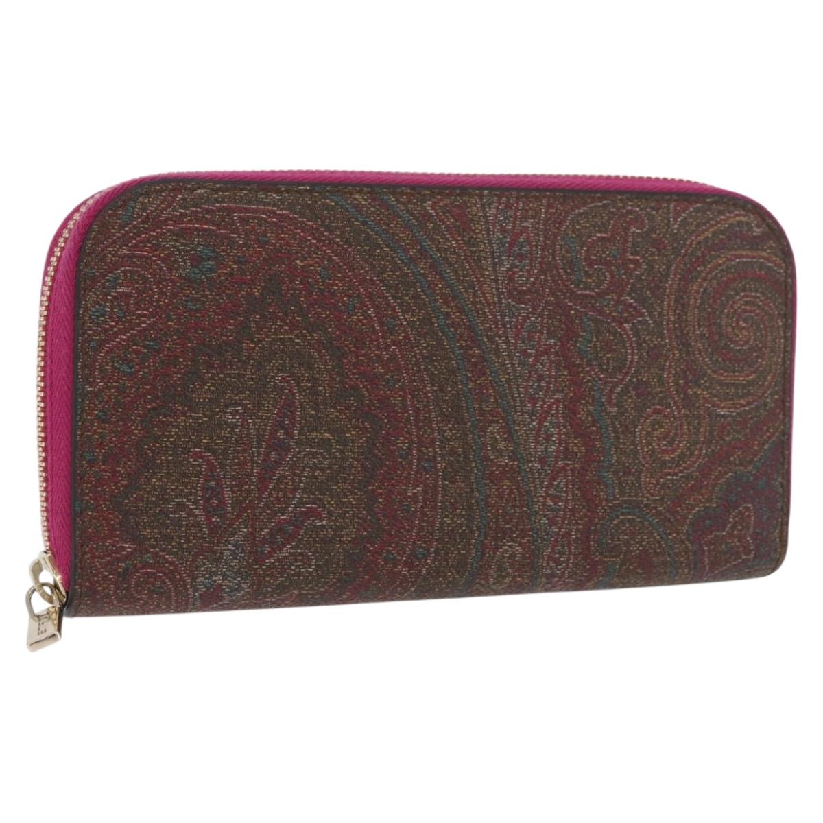 ETRO Paisley Long Wallet PVC Leather Bordeaux Auth am10960V