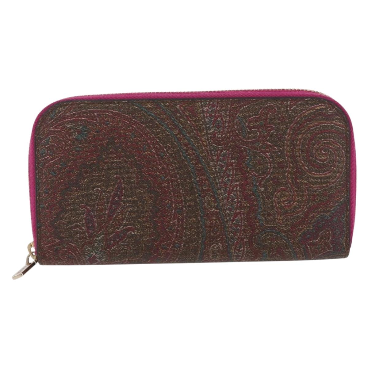 ETRO Paisley Long Wallet PVC Leather Bordeaux Auth am10960V