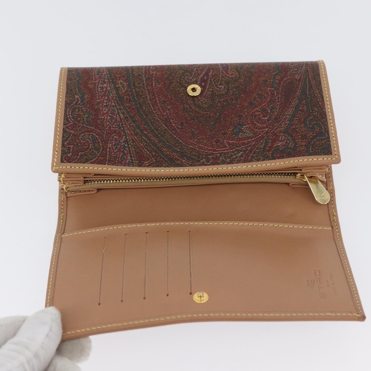 ETRO Paisley Bifold Wallet PVC Leather Bordeaux Auth am10961V