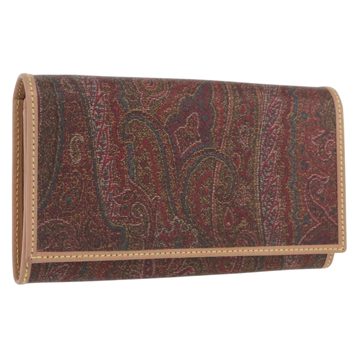 ETRO Paisley Bifold Wallet PVC Leather Bordeaux Auth am10961V
