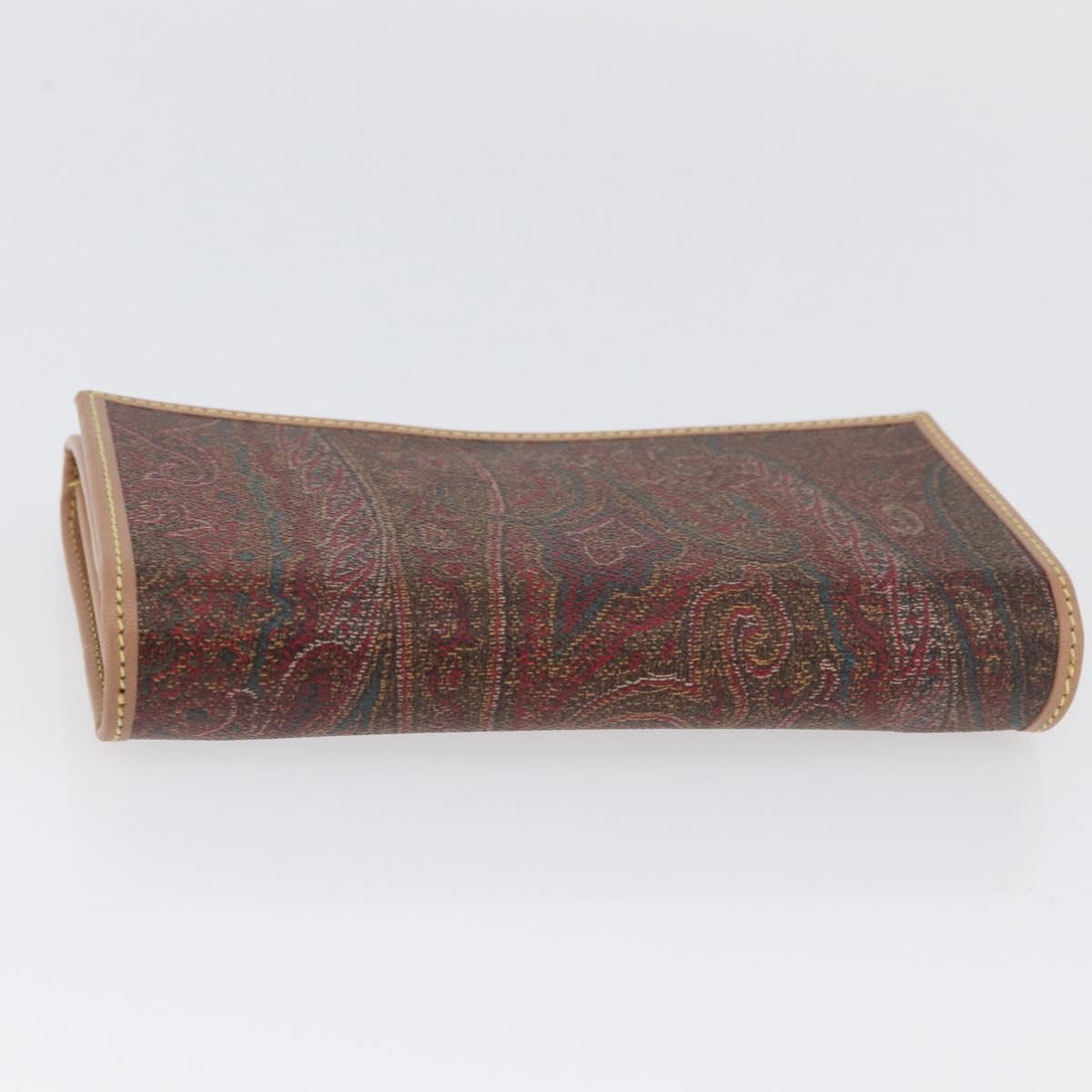 ETRO Paisley Bifold Wallet PVC Leather Bordeaux Auth am10961V