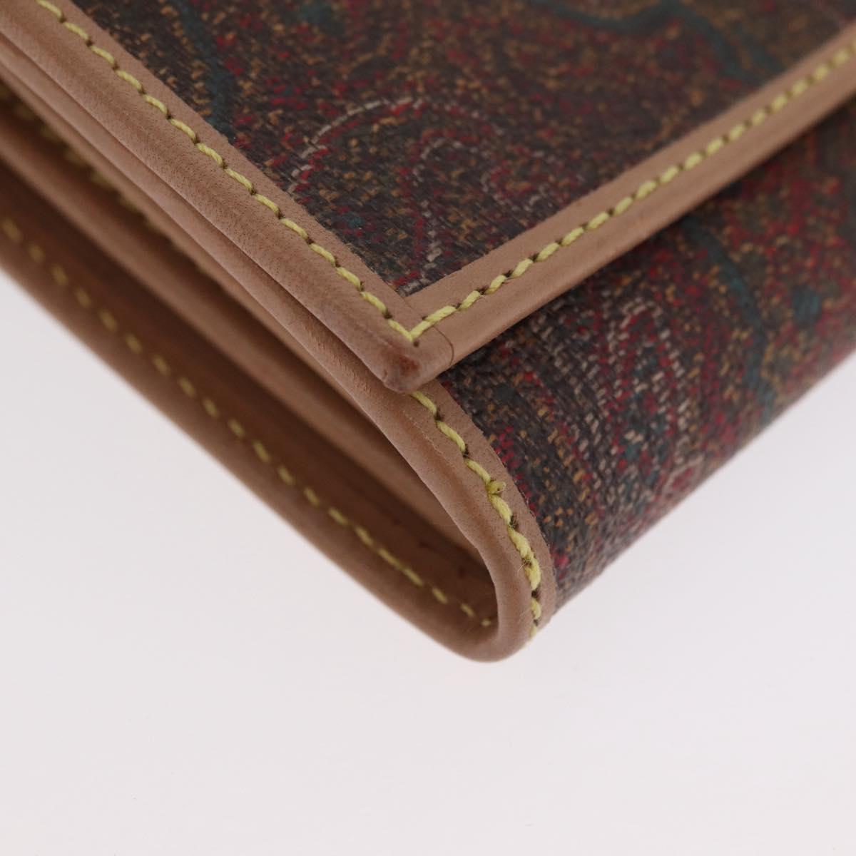 ETRO Paisley Bifold Wallet PVC Leather Bordeaux Auth am10961V