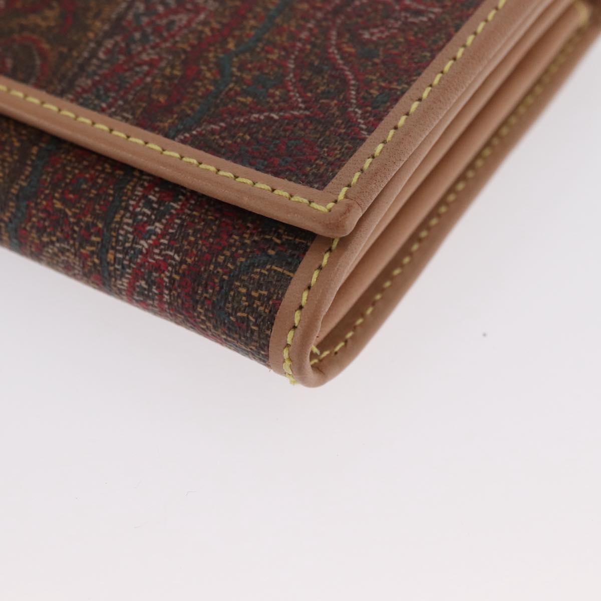 ETRO Paisley Bifold Wallet PVC Leather Bordeaux Auth am10961V