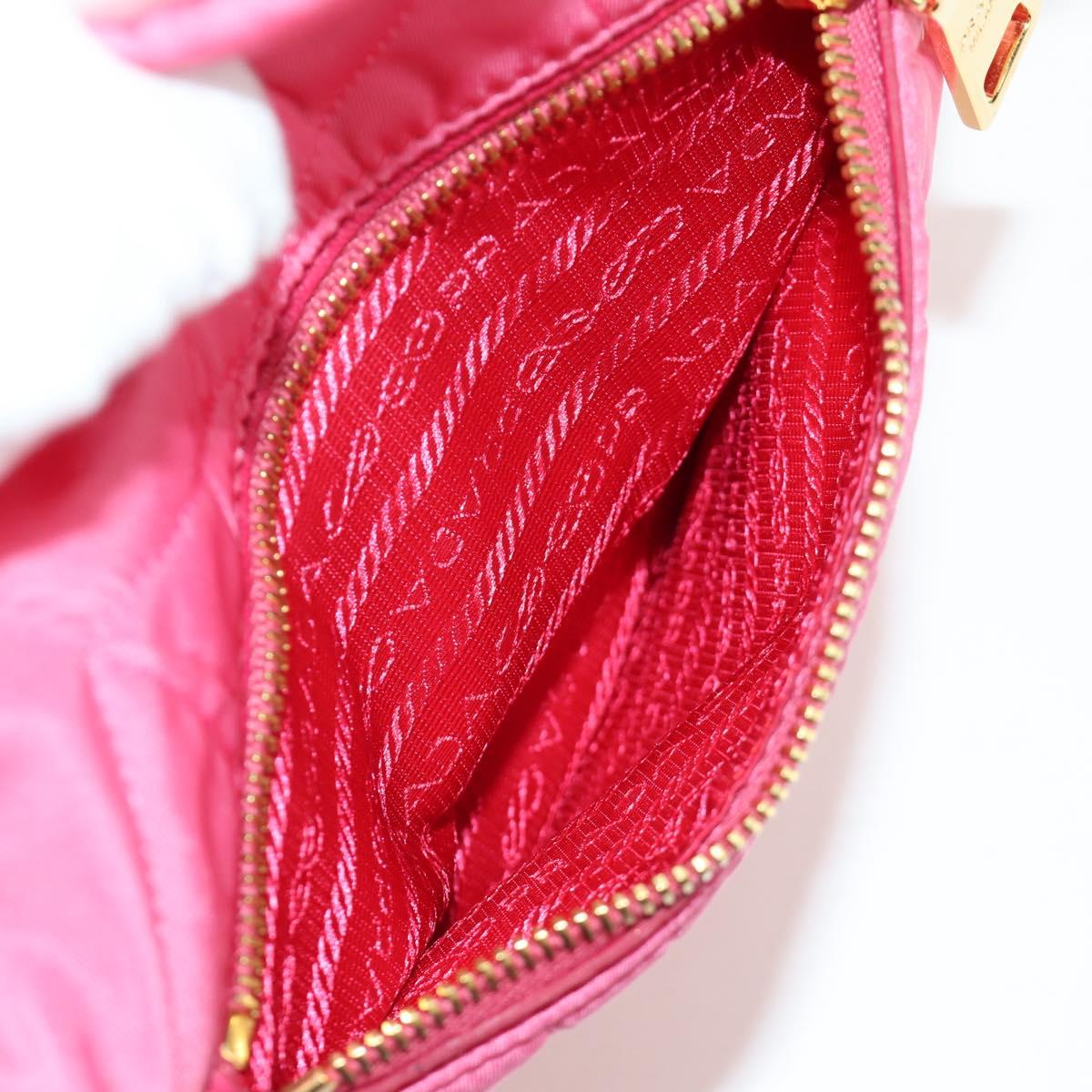 PRADA Chain Tote Bag Nylon Gold Pink Auth am10964V