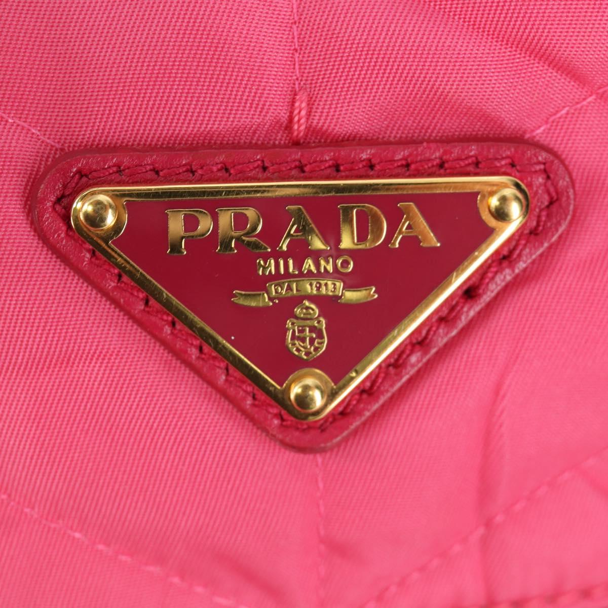 PRADA Chain Tote Bag Nylon Gold Pink Auth am10964V