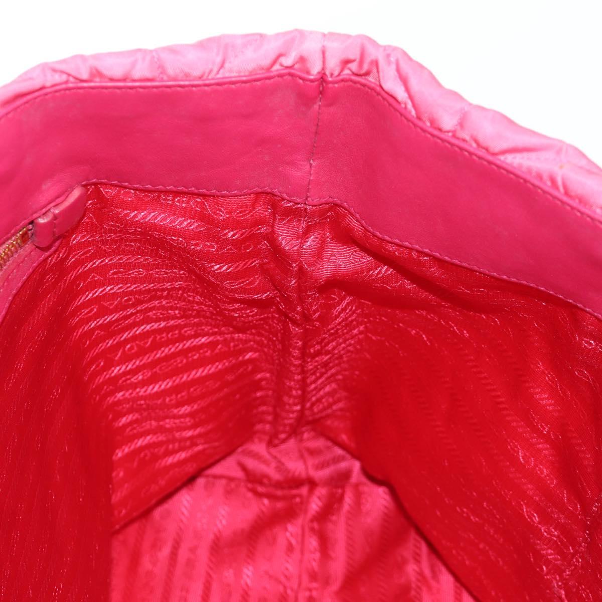 PRADA Chain Tote Bag Nylon Gold Pink Auth am10964V