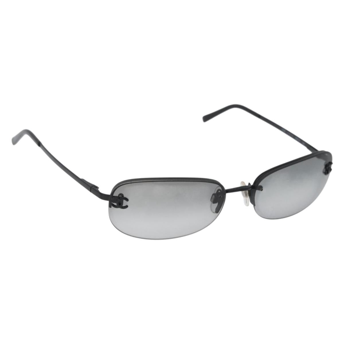 CHANEL CC Sunglasses metal Black CC Auth am10967V