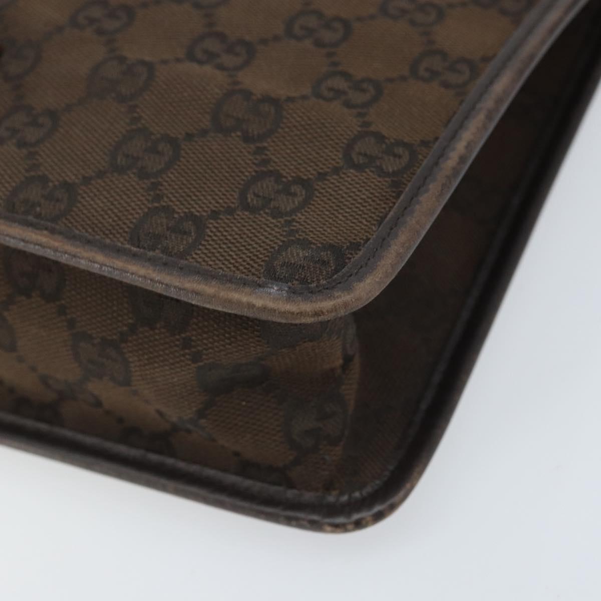 GUCCI GG Canvas Shoulder Bag Gold Brown 91762 Auth am10977