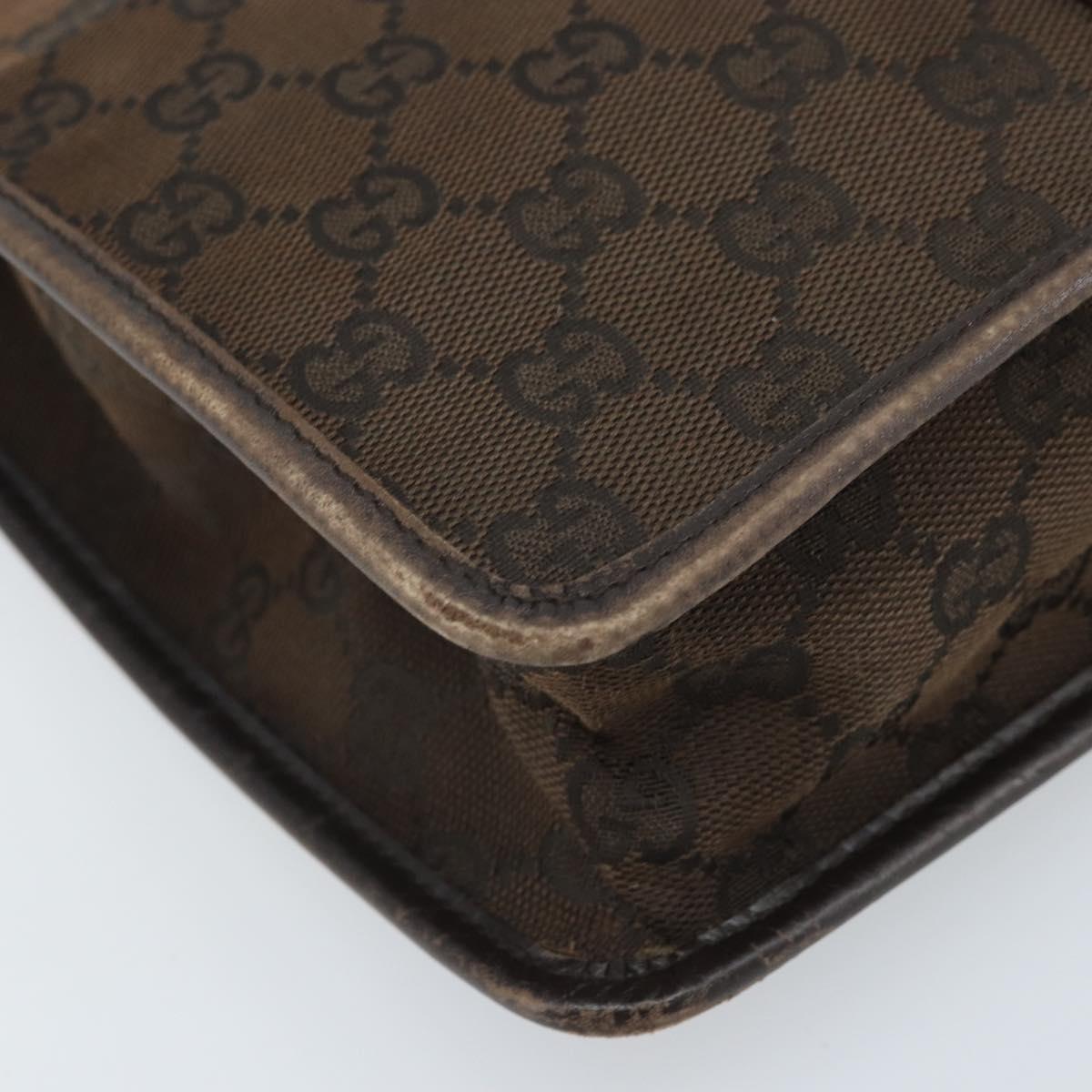 GUCCI GG Canvas Shoulder Bag Gold Brown 91762 Auth am10977