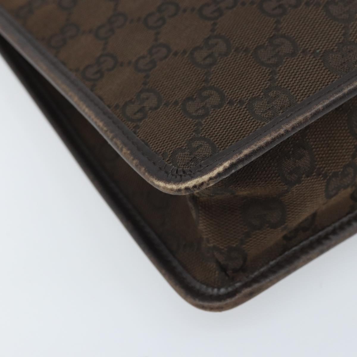 GUCCI GG Canvas Shoulder Bag Gold Brown 91762 Auth am10977