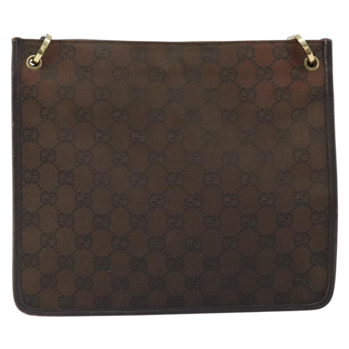 GUCCI GG Canvas Shoulder Bag Gold Brown 91762 Auth am10977