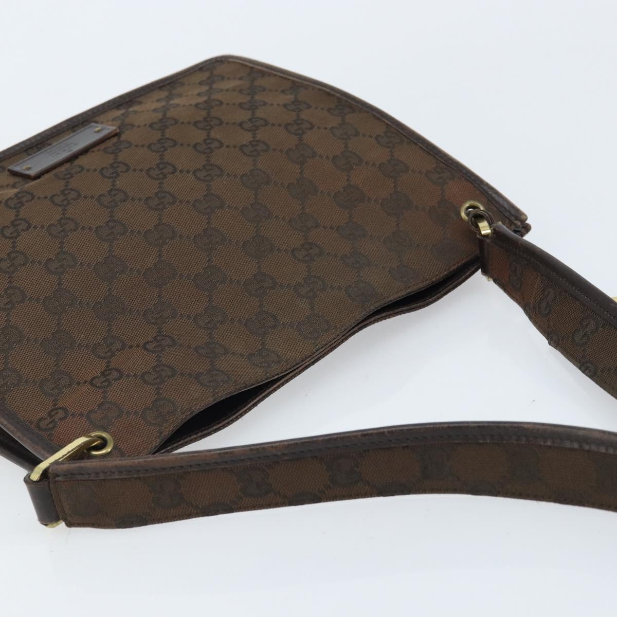 GUCCI GG Canvas Shoulder Bag Gold Brown 91762 Auth am10977