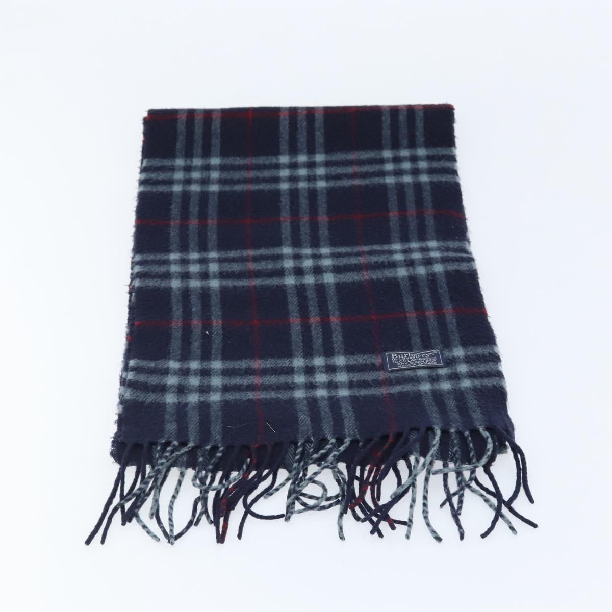 Burberrys Nova Check Scarf Wool Navy Auth am10994