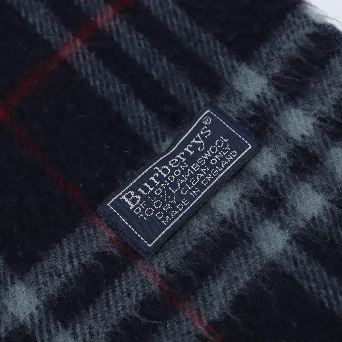 Burberrys Nova Check Scarf Wool Navy Auth am10994