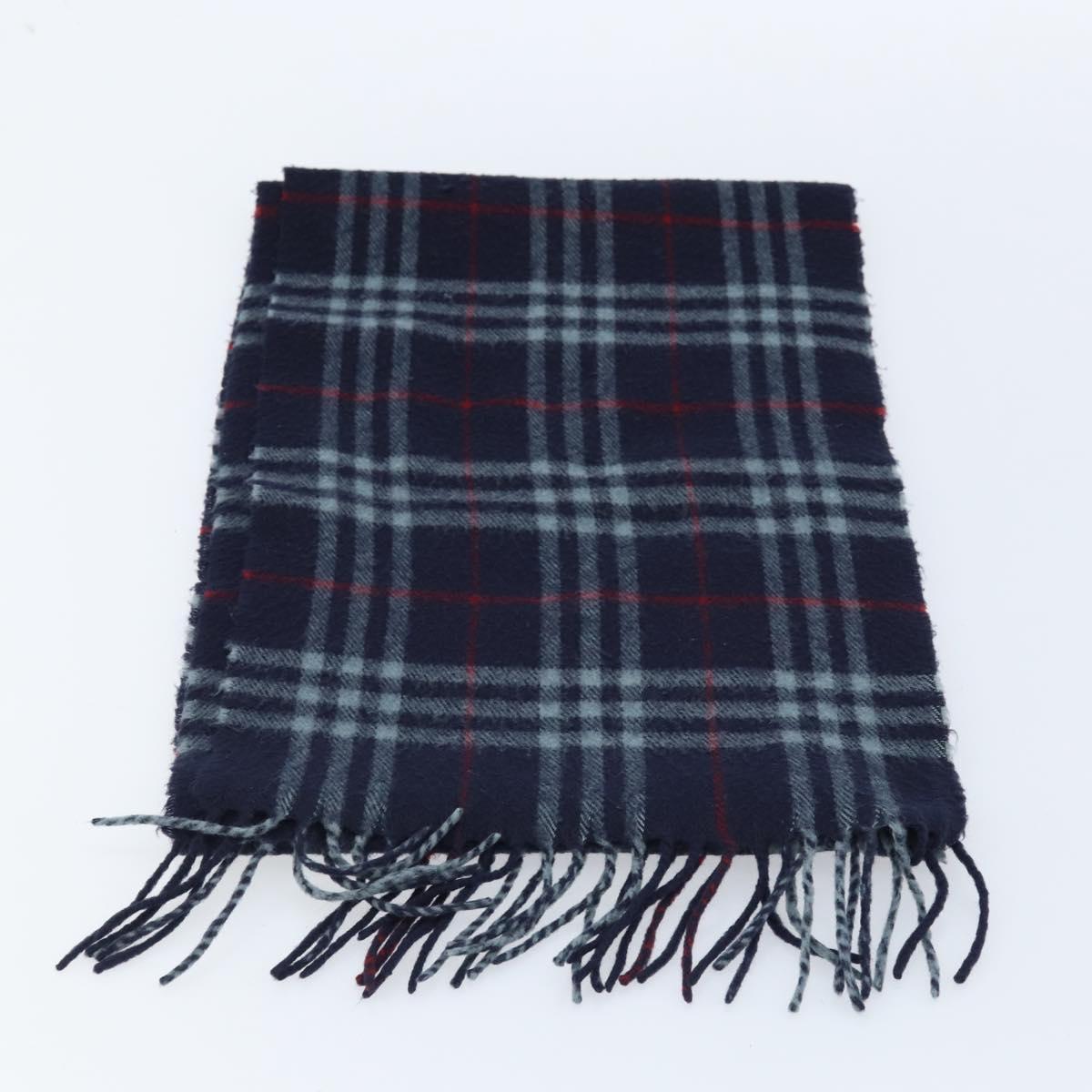 Burberrys Nova Check Scarf Wool Navy Auth am10994