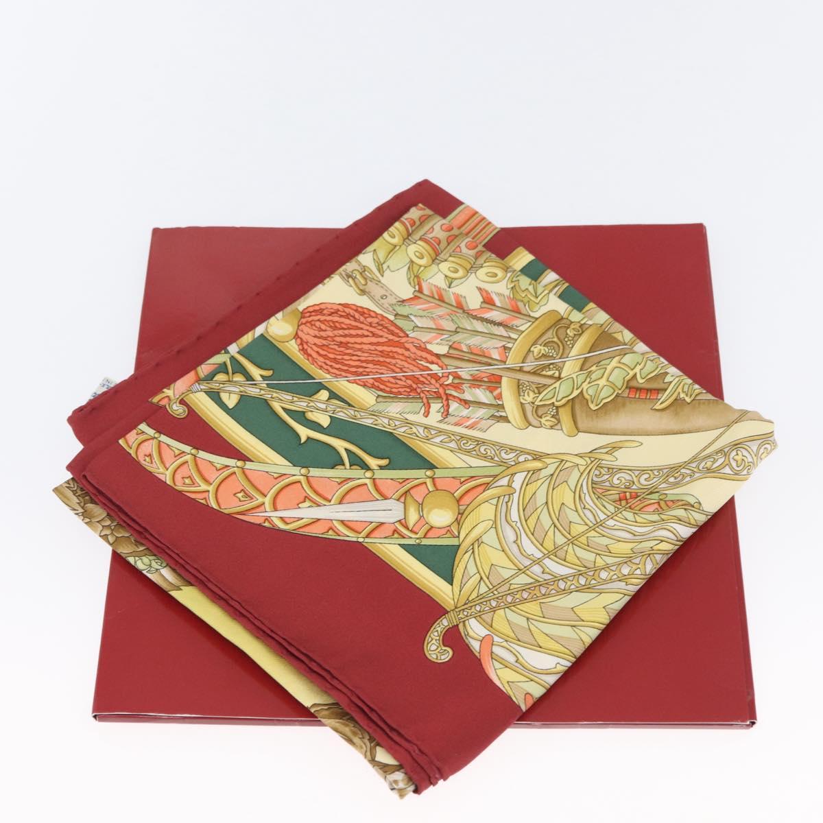 Salvatore Ferragamo Scarf Silk Bordeaux Auth am10996A