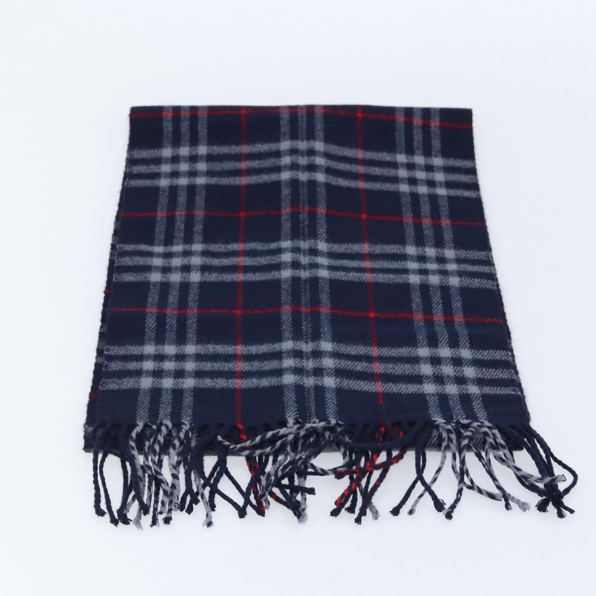Burberrys Nova Check Scarf Wool Navy Auth am10998