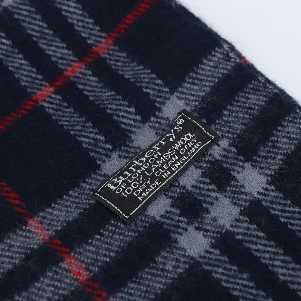 Burberrys Nova Check Scarf Wool Navy Auth am10998