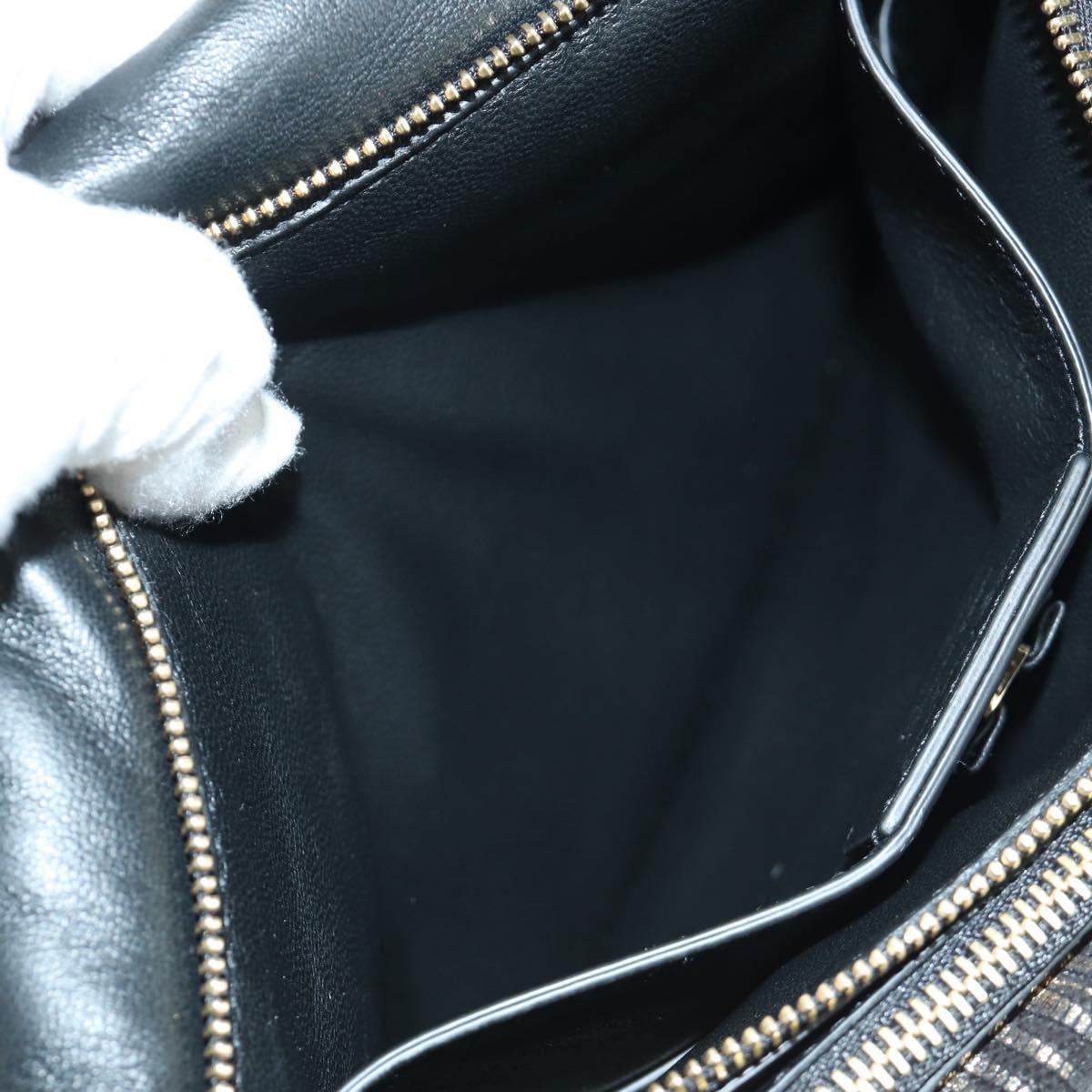 Salvatore Ferragamo Vala Chain Shoulder Bag Leather Black Gold Auth am11001V