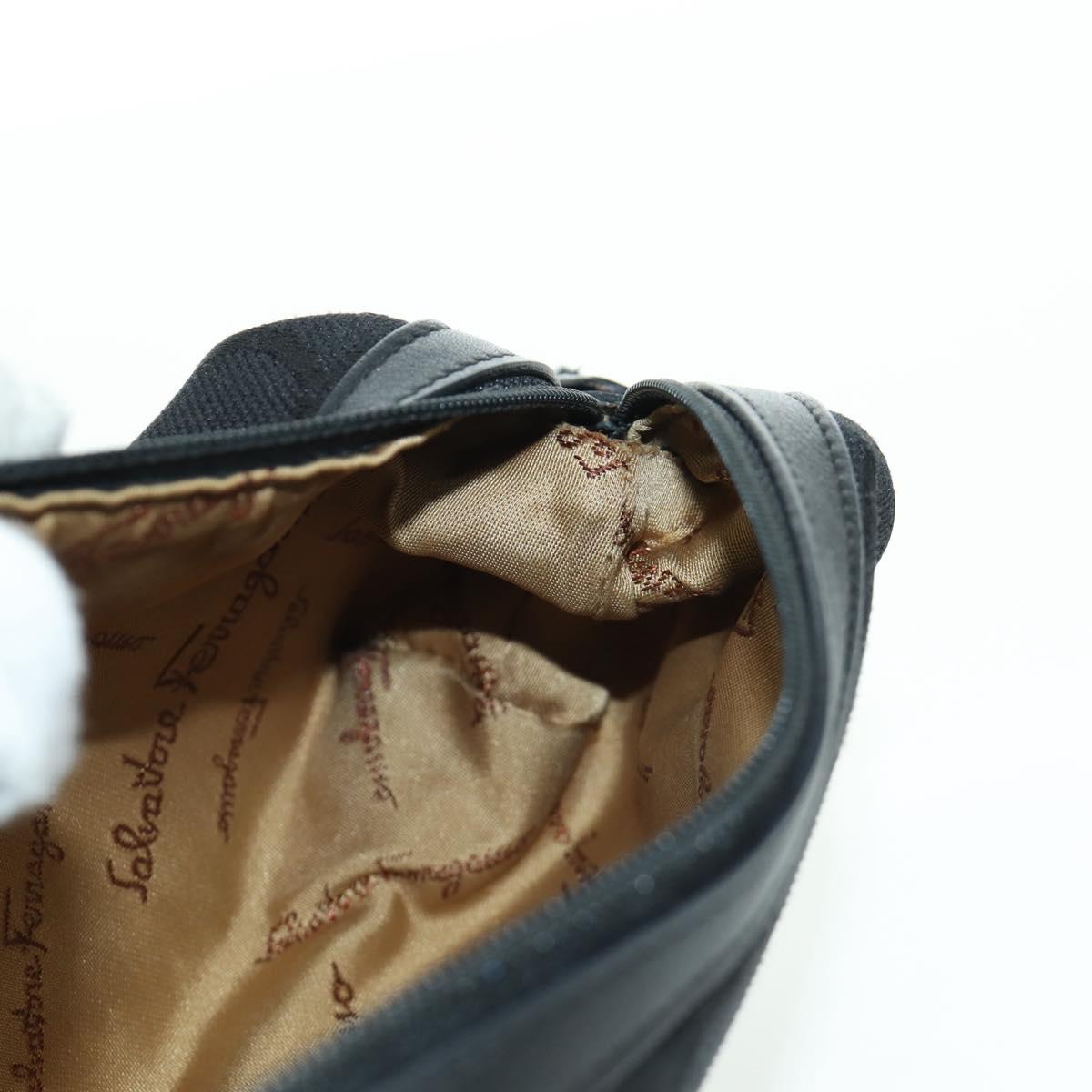 Salvatore Ferragamo Gancini Pouch Canvas Black Auth am11004A