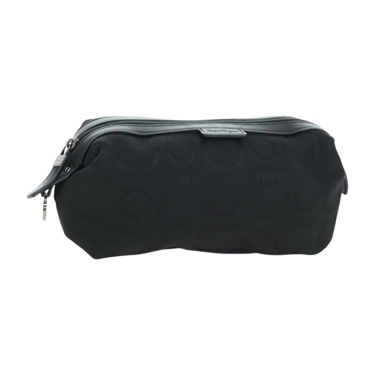 Salvatore Ferragamo Gancini Pouch Canvas Black Auth am11004A