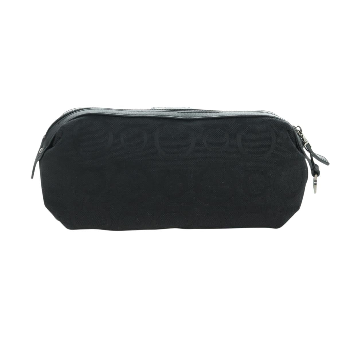 Salvatore Ferragamo Gancini Pouch Canvas Black Auth am11004A