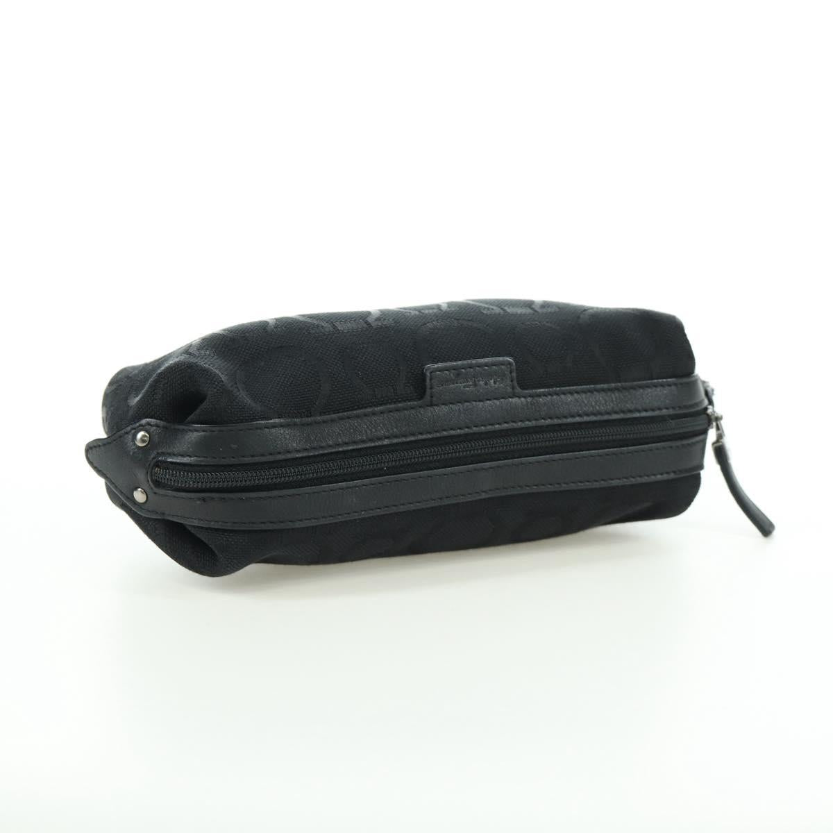Salvatore Ferragamo Gancini Pouch Canvas Black Auth am11004A