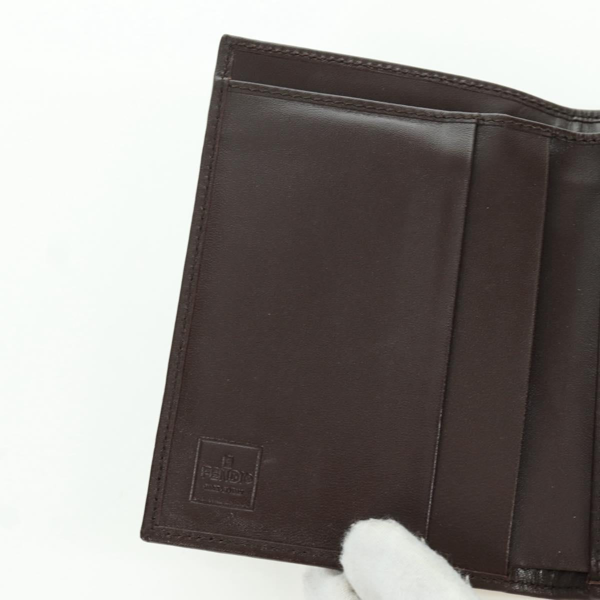 FENDI Zucca Canvas Trifold Wallet Black Brown Auth am11005V