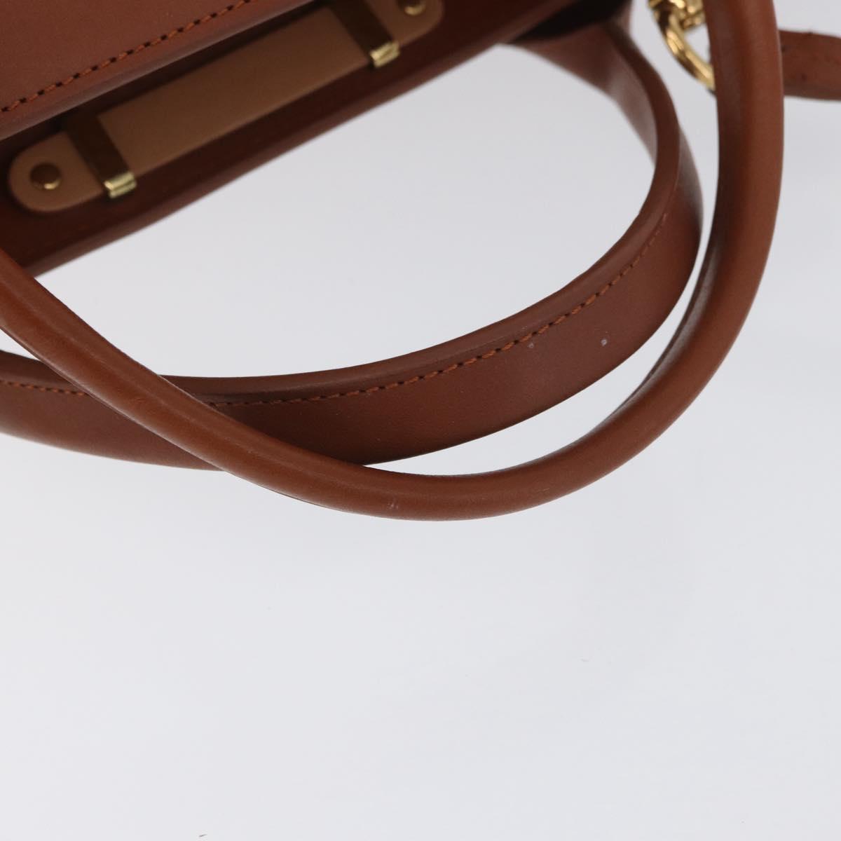 Chloe Little Alice Hand Bag Leather 2way Brown Gold Auth am11007