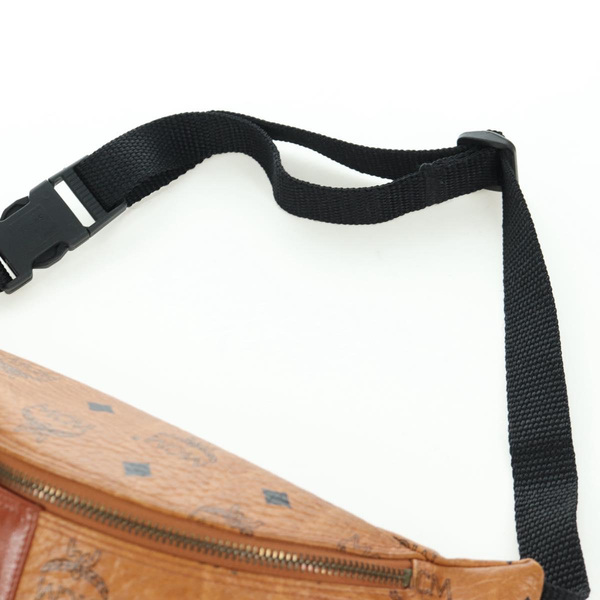 MCM Vicetos Logogram Waist bag PVC Leather Gold Brown Auth am11009A