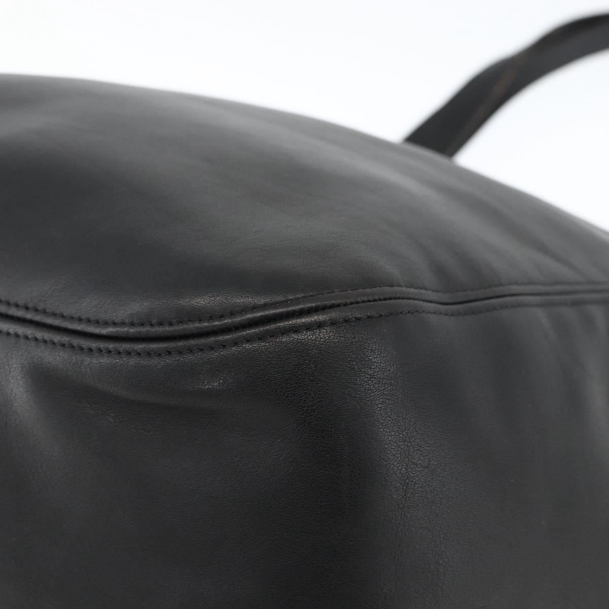 Coach Old Tote Bag Leather Black Gold Auth am11015