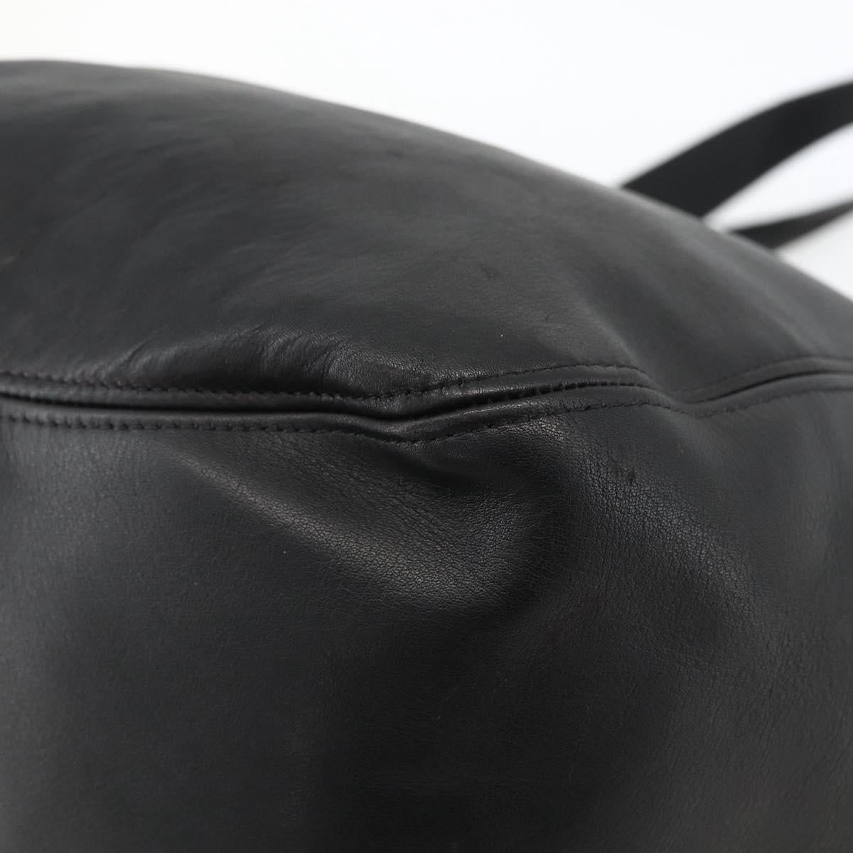 Coach Old Tote Bag Leather Black Gold Auth am11015