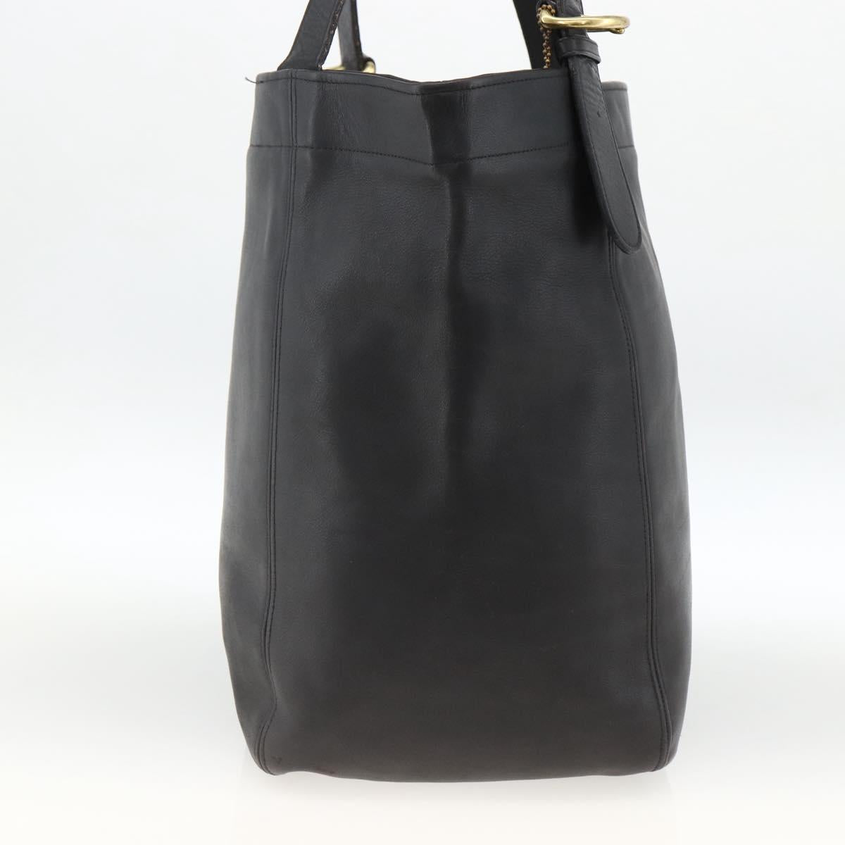 Coach Old Tote Bag Leather Black Gold Auth am11015