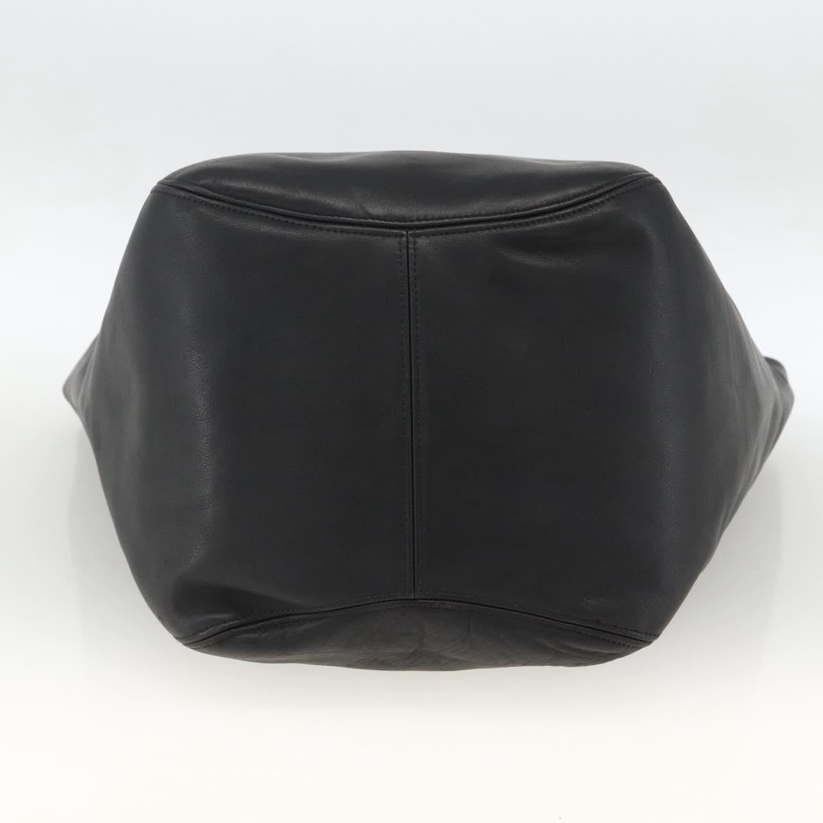 Coach Old Tote Bag Leather Black Gold Auth am11015