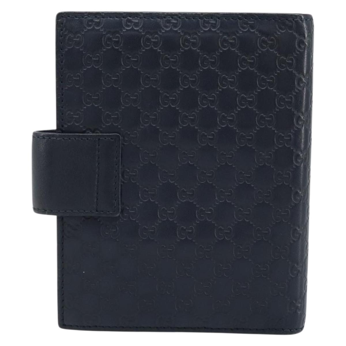 GUCCI Micro GG Guccissima Day Planner Cover Leather Navy 115240 Auth am11017