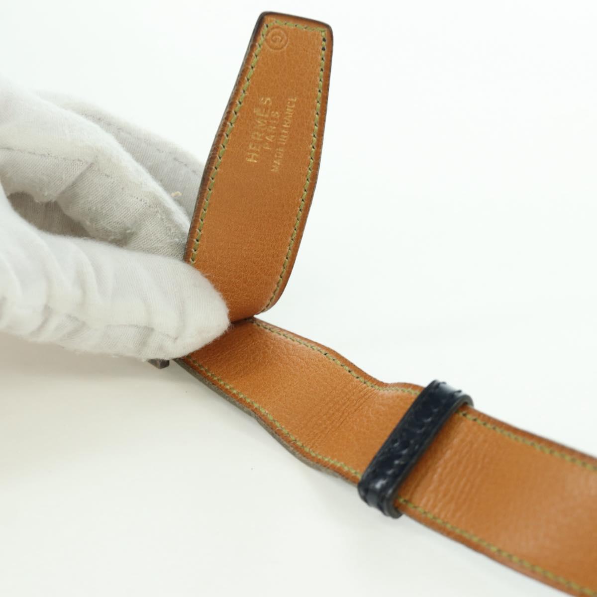 HERMES Constance Belt Leather Vintage 29.5"" Navy Auth am11019A