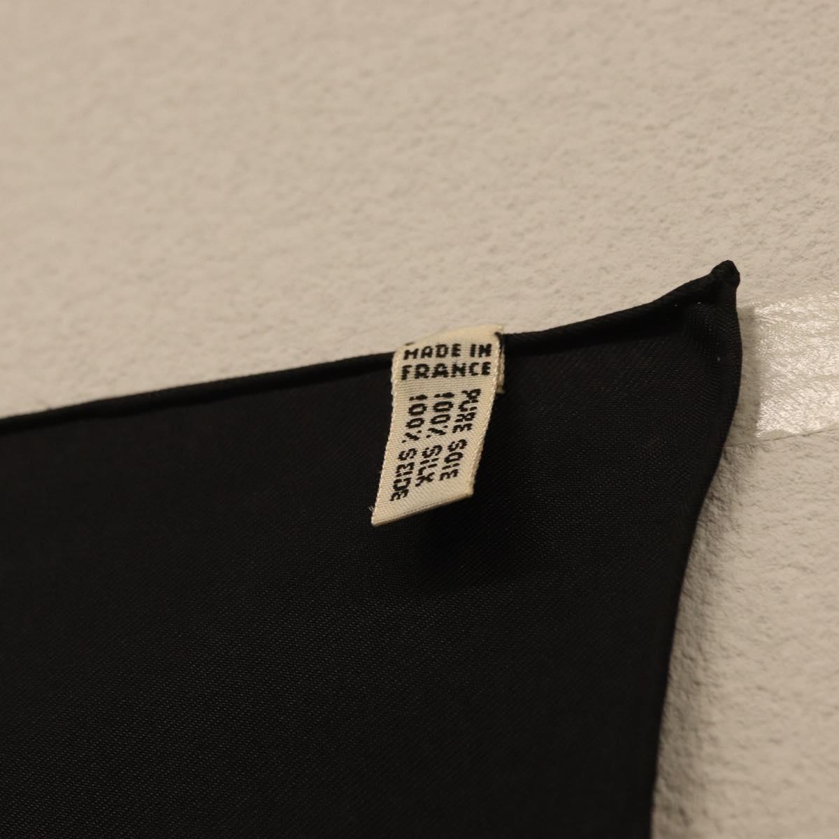 CELINE Scarf Silk Black White Auth am11020A