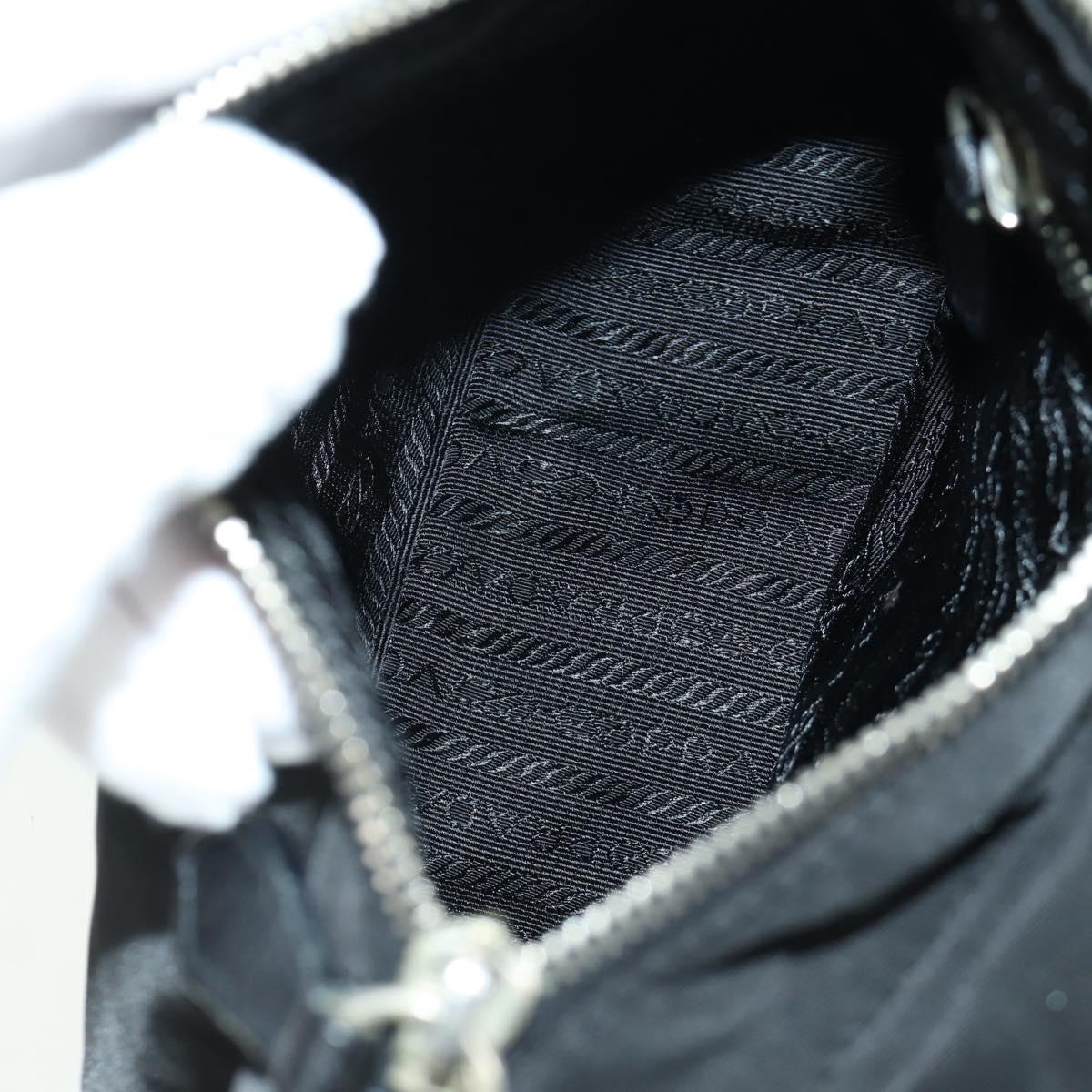 PRADA Hand Bag Nylon Black Silver BR2120 Auth am11021V