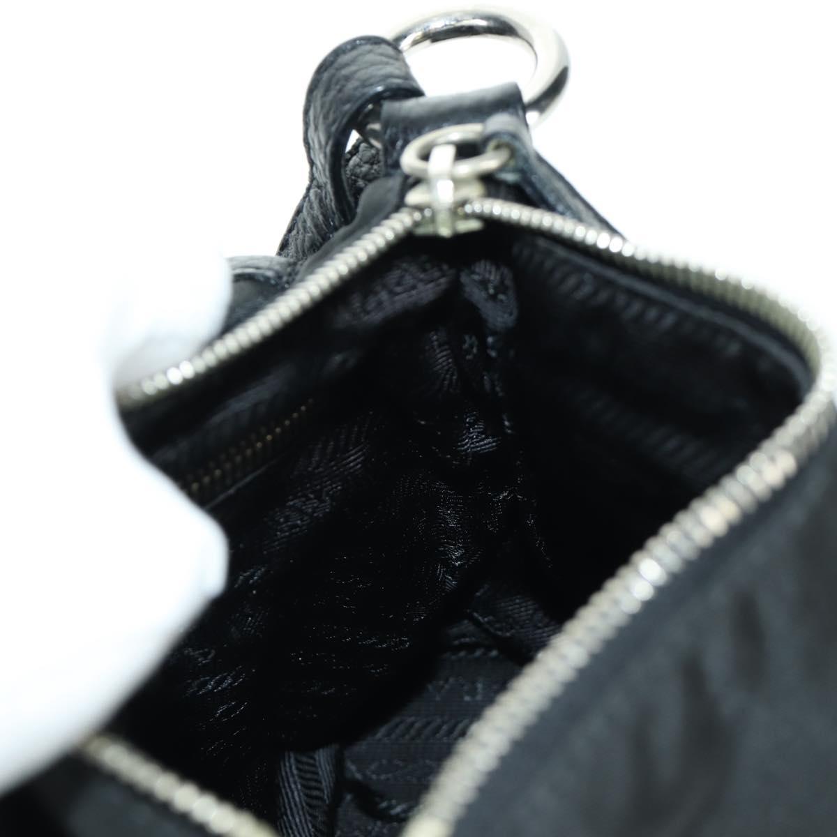 PRADA Hand Bag Nylon Black Silver BR2120 Auth am11021V