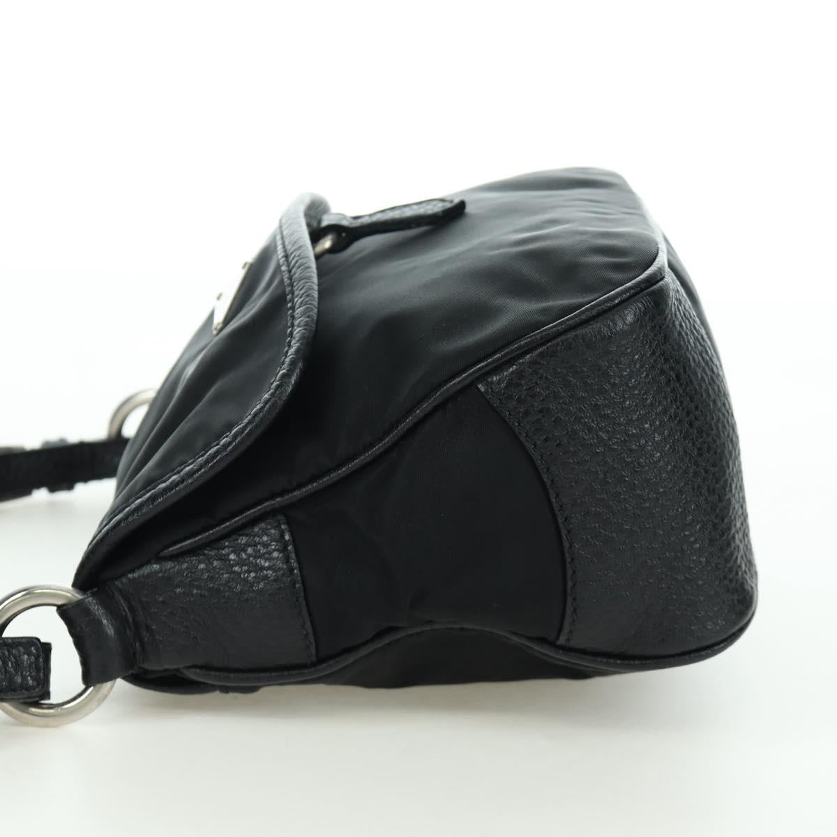 PRADA Hand Bag Nylon Black Silver BR2120 Auth am11021V