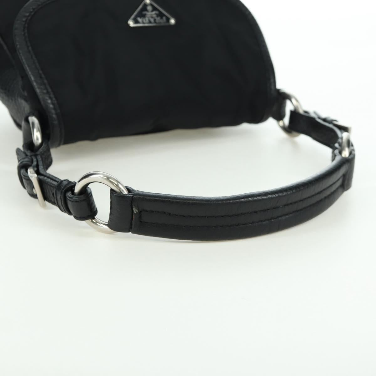 PRADA Hand Bag Nylon Black Silver BR2120 Auth am11021V