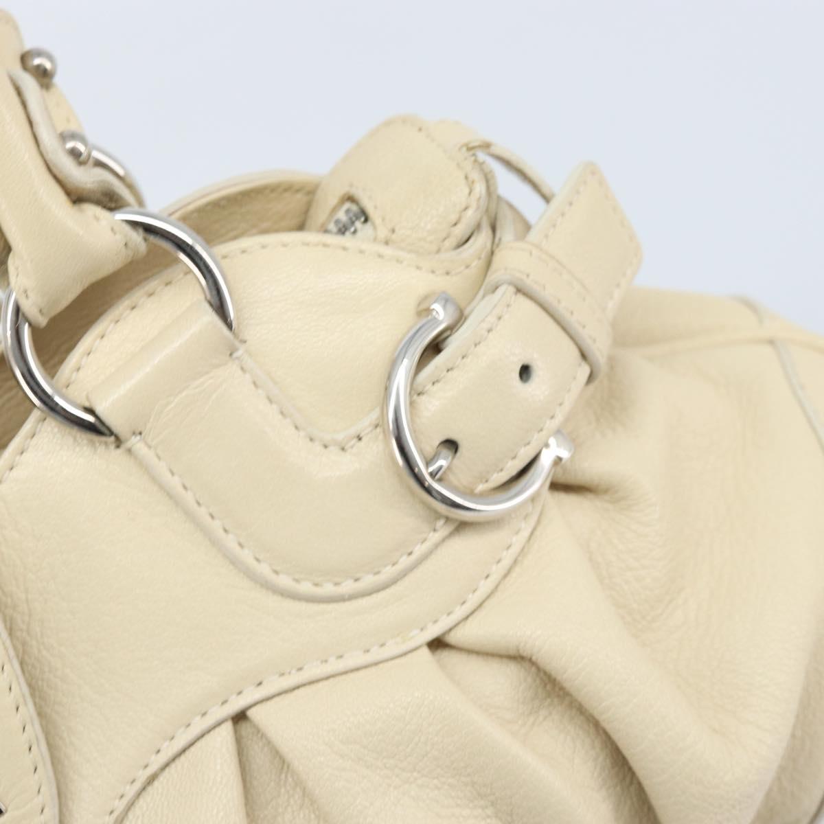 Salvatore Ferragamo Gancini Marissa Bag Leather White Silver Auth am11025