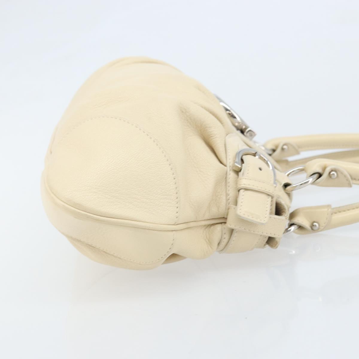 Salvatore Ferragamo Gancini Marissa Bag Leather White Silver Auth am11025