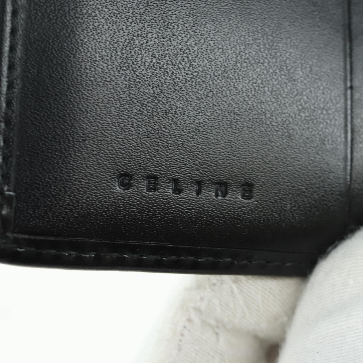 CELINE Macadam Canvas Trifold Wallet PVC Leather Black Gold Auth am11034V