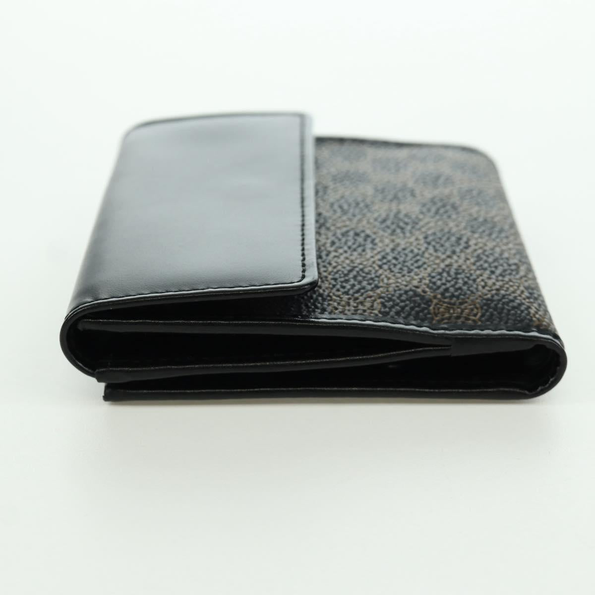 CELINE Macadam Canvas Trifold Wallet PVC Leather Black Gold Auth am11034V
