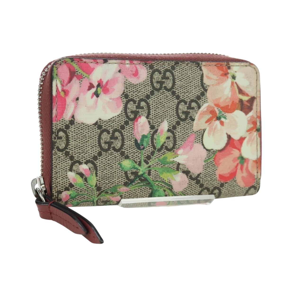 GUCCI GG Supreme Flora Round Coin Purse Coin Purse PVC Beige Pink Auth am11036V