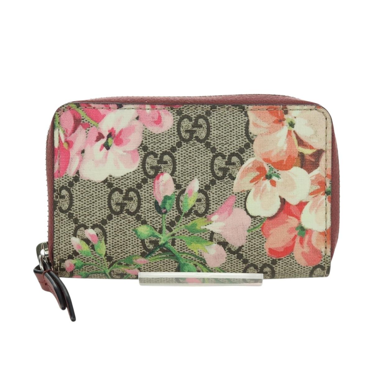 GUCCI GG Supreme Flora Round Coin Purse Coin Purse PVC Beige Pink Auth am11036V